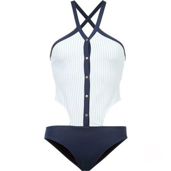 Jonathan Simkhai Other - Jonathan Simkhai Navy and White Striped Swimwear